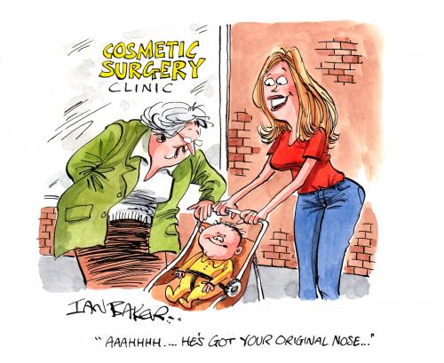 Cartoon: Readers Digest USA (medium) by Ian Baker tagged plastic,surgery,cosmetic,nose,baby