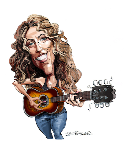 Cartoon: Sheryl Crow (medium) by Ian Baker tagged sheryl,crow,music,musician,singer,writer,ian,baker,cartoon,caricature,rock,country,guitar,stage,live