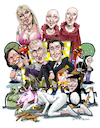 Cartoon: Euro Trash TV show (small) by Ian Baker tagged eurotrash,euro,trash,1990s,uk,europe,antoine,de,caunes,jean,paul,gaultier,tv,show,comedy,documentary,surreal,maria,mcerlane,lolo,ferrari,edyy,wally,sister,bendy,adele,eva,eggheads,alfred,david,mr,penguin,boobs,sex,nudity,freakish,pipi,and,popo,puppets,giraffes,ian,baker,cartoonist,cartoon,caricature,illustration,satire,parody,humour
