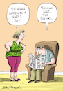 Cartoon: Greeting card (small) by Ian Baker tagged ian,baker,cartoon,illustration,gag,greeting,card,paperlink,couple,newspaper,argue,listen,marriage