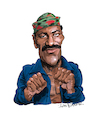 Cartoon: Jim Brown (small) by Ian Baker tagged jim,brown,actor,athlete,cleveland,browns,national,football,league,action,films,movies,legend,blaxploitation,kelly,fred,williamson,ian,baker,cartoonist,cartoon,caricature,illustration,parody,satire,spoof,artwork,1970s,running,man,dirty,dozen,ice,station,zebra,three,the,hard,way,mars,attacks,cool