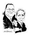 Cartoon: Penn and Teller (small) by Ian Baker tagged pen,teller,magic,caricature