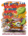 Cartoon: Ub Muspa Gaa (small) by Ian Baker tagged ub,muspa,gaa,alien,space,martian,et,sci,fi,band,gig,poster,psychadelic,guitar,planet,outlaws,of,the,universe