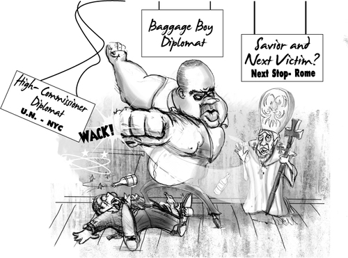 Cartoon: Sri Lanka Sajin Vass Gunawardena (medium) by mongo123 tagged drchrisnonis,nonis,sajin,vass,gunawardena,rajapaksa,un,nyc,srilanka,lanka