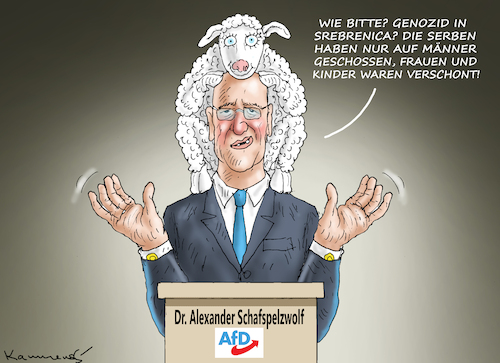 Cartoon: AFD-VERNIEDLICHUNG (medium) by marian kamensky tagged srebrenica,afd,verharmlosung,srebrenica,afd,verharmlosung