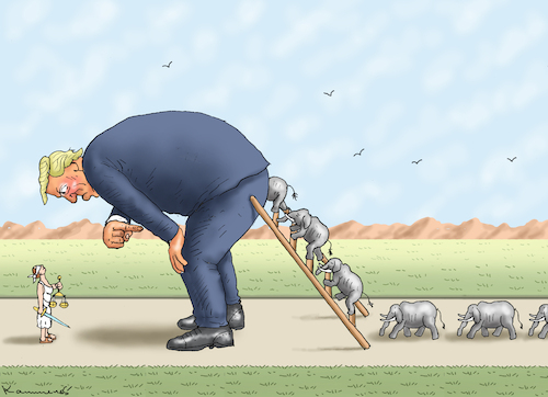 Cartoon: ALLES DER REIHE NACH (medium) by marian kamensky tagged trumps,präsidentschaft,2024,trumps,präsidentschaft,2024