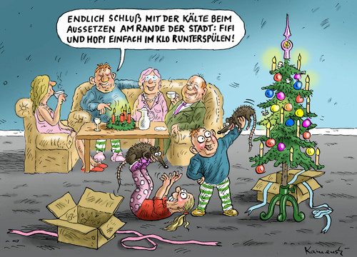 Cartoon: Artgerechte Weihnachten (medium) by marian kamensky tagged aussetzen,der,tiere,weihnachten,santa,klaus,christkind,aussetzen,der,tiere,weihnachten,santa,klaus,christkind