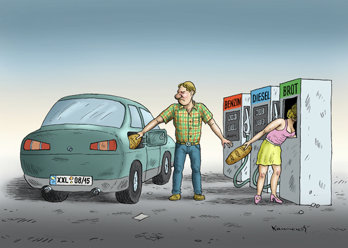 Cartoon: Biokraftstoff (medium) by marian kamensky tagged biokraftstoff,e10,benzin,ölindustrie,umweltzerstörung,biokraftstoff,e10,benzin,ölindustrie,umweltzerstörung