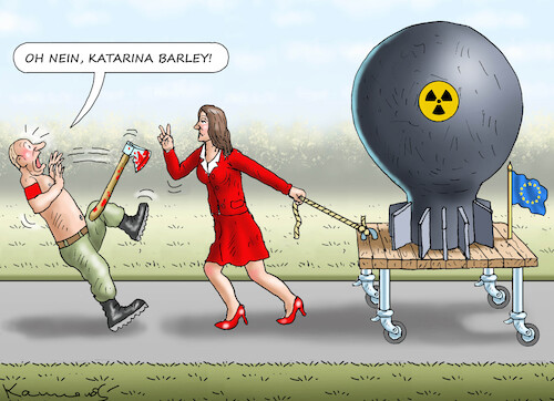 Cartoon: BOMBIGE KATARINA BARLEY (medium) by marian kamensky tagged neue,eu,sanktionen,gegen,putin,neue,eu,sanktionen,gegen,putin