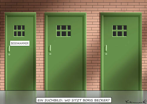 Cartoon: BORIS BECKER-SUCHBILD (medium) by marian kamensky tagged tennis,boris,becker,knast,tennis,boris,becker,knast
