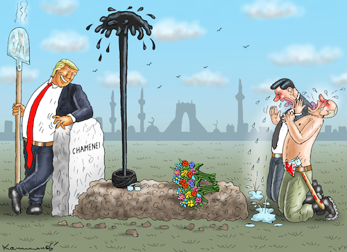 Cartoon: CHAMENEIS BEGRÄBNIS (medium) by marian kamensky tagged board,of,oil,peace,iran,trump,krieg,board,of,oil,peace,iran,trump,krieg