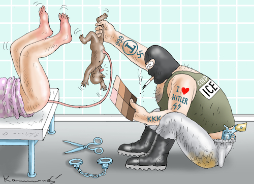 Cartoon: COLD ICE (medium) by marian kamensky tagged minneapolis,ice,trump,renee,nicole,good,alex,jeffrey,pretti,minneapolis,ice,trump,renee,nicole,good,alex,jeffrey,pretti