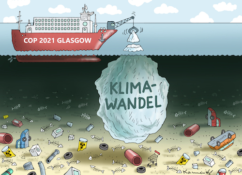 Cartoon: COP 2021 GLASGOW (medium) by marian kamensky tagged weltklimabericht,umwelt,überflutungen,cop,2021,glasgow,weltklimabericht,umwelt,überflutungen,cop,2021,glasgow