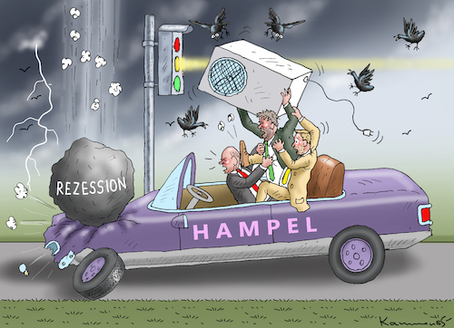 Cartoon: DAUERGELBHAMPEL IN REZESSION (medium) by marian kamensky tagged dauergelb,ampel,in,rezession,dauergelb,ampel,in,rezession