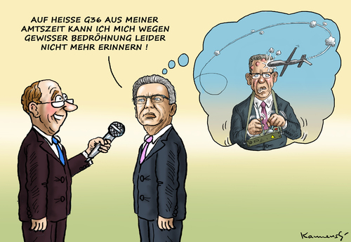 Cartoon: De Maizieres Bedröhnung (medium) by marian kamensky tagged g36,de,maizieres,bedröhnung,bundeswehr,g36,de,maizieres,bedröhnung,bundeswehr