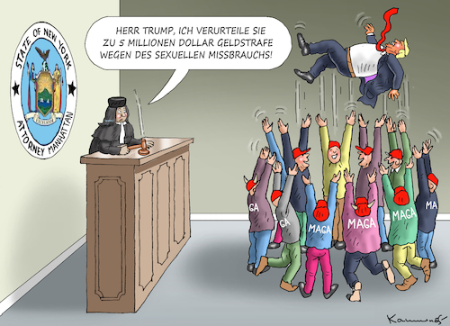 Cartoon: DER ARME TRUMP! (medium) by marian kamensky tagged trumps,anklage,new,york,trumps,anklage,new,york