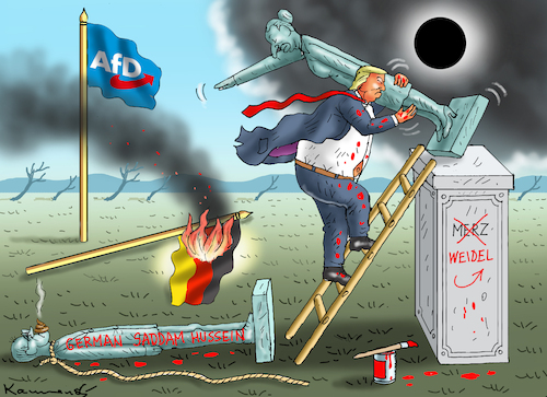 Cartoon: DEUTSCHLANDRETTER TRUMP (medium) by marian kamensky tagged deutschlandretter,trump,afd,deutschlandretter,trump,afd