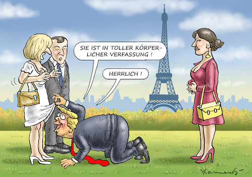 Cartoon: DIPLOMAT TRUMP IN PARIS (medium) by marian kamensky tagged obama,trump,präsidentenwahlen,usa,baba,vanga,republikaner,inauguration,demokraten,wikileaks,faschismus,obama,trump,präsidentenwahlen,usa,baba,vanga,republikaner,inauguration,demokraten,wikileaks,faschismus