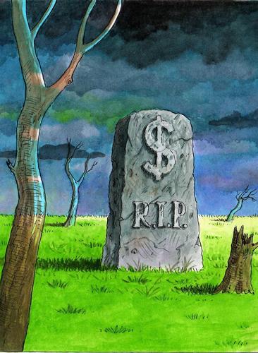 Cartoon: Dollar RIP (medium) by marian kamensky tagged humor,friedhof,sterben,tod,tot,dollar,geld,finanzen,rip,finanzkrise,wirtschaftskrise