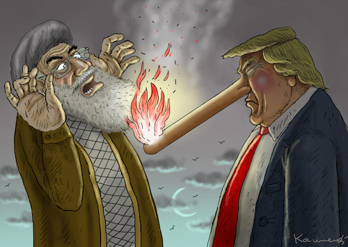 Cartoon: EINER BESSER ALS DER ANDERE (medium) by marian kamensky tagged friedensfürst,trump,iran,proteste,friedensfürst,trump,iran,proteste