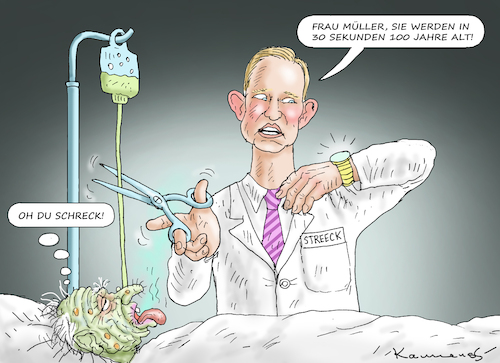 Cartoon: EUTHANASIE-VOLLSTRECKER STREECK (medium) by marian kamensky tagged euthanasie,vollstrecker,streeck,euthanasie,vollstrecker,streeck