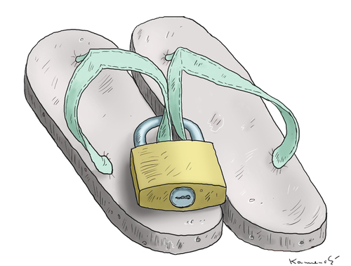Cartoon: Flip Flops (medium) by marian kamensky tagged humor,flip,flops,schuhe,shoes,security,flip flops,schuhe,sicherheit,flip,flops