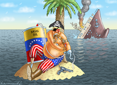 Cartoon: FLUCH DER KARIBIK (medium) by marian kamensky tagged fluch,der,karibik,venezuela,maduro,fluch,der,karibik,venezuela,maduro