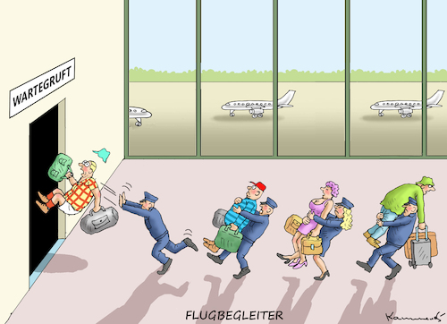 Cartoon: FLUGBEGLEITER (medium) by marian kamensky tagged lufthansa,streik,flugbegleiter,lufthansa,streik,flugbegleiter