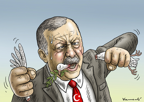 Cartoon: Friedenstaube von Ankara (medium) by marian kamensky tagged erdogan,is,kurden,syrien,terror,irak,ankara,erdogan,is,kurden,syrien,terror,irak,ankara