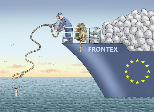 Cartoon: FRONTEX (medium) by marian kamensky tagged frontex,eu,aussengrenze,frontex,eu,aussengrenze
