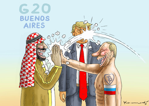 Cartoon: G 20 IN BUENOS HAIRES (medium) by marian kamensky tagged babtschenko,ukraine,russland,putin,mord,poroschenko,trump,merkel,azovscher,see,g20,buenos,aires,babtschenko,ukraine,russland,putin,mord,poroschenko,trump,merkel,azovscher,see,g20,buenos,aires