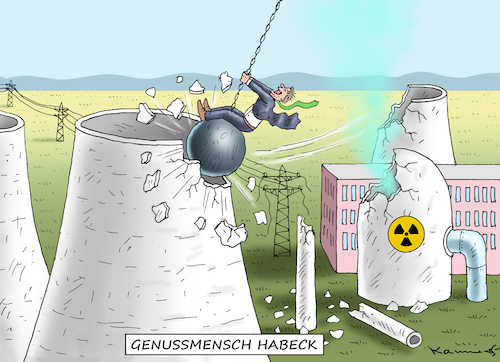 Cartoon: GENUSSMENSCH HABECK (medium) by marian kamensky tagged energiewende,habeck,atommeiler,energiewende,habeck,atommeiler