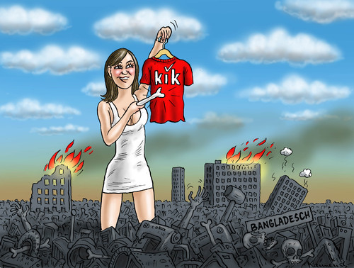 Cartoon: Gib dir den Kik (medium) by marian kamensky tagged verona,poth,kik,bangladesch,arbeiterausbeutung,verona,poth,kik,bangladesch,arbeiterausbeutung