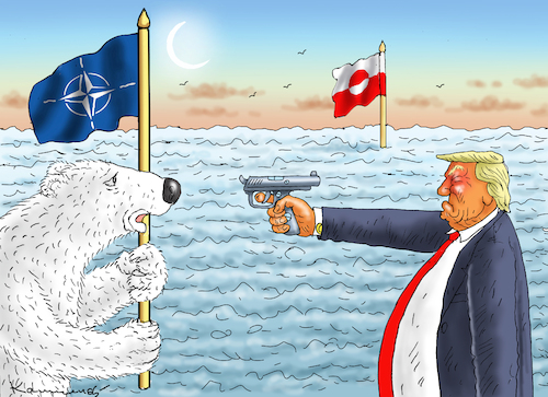 Cartoon: GRÖNLANDEROBERER TRUMP (medium) by marian kamensky tagged grönland,eroberer,trump,grönland,eroberer,trump