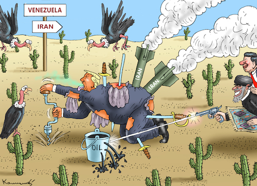 Cartoon: GROSSE ÖLDURST (medium) by marian kamensky tagged venezuela,grosse,öldurst,trump,iran,venezuela,grosse,öldurst,trump,iran