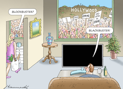 Cartoon: HOLLYWOOD STREIKT (medium) by marian kamensky tagged hollywood,streikt,hollywood,streikt