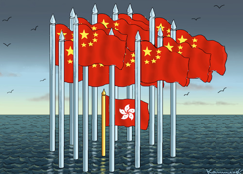 Cartoon: HONGKONG (medium) by marian kamensky tagged hongkong,freiheit,china,terror,krieg,hongkong,freiheit,china,terror,krieg