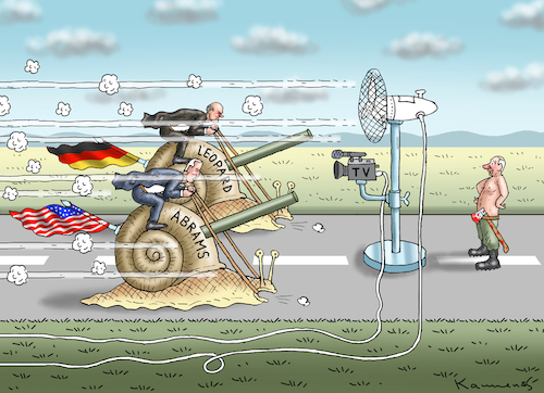 Cartoon: HYPERSCHALLPANZERLIEFERUNG (medium) by marian kamensky tagged flucht,aus,cherson,putin,energieterror,weihnachtsgenozid,in,der,ukraine,abrams,leopard,flucht,aus,cherson,putin,energieterror,weihnachtsgenozid,in,der,ukraine,abrams,leopard