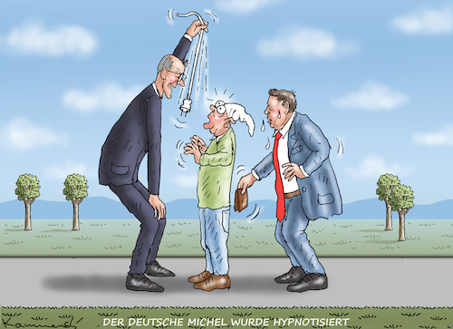 Cartoon: HYPNOTISEURE FRITZ UND LARS (medium) by marian kamensky tagged hypnotiseure,fritz,und,lars,hypnotiseure,fritz,und,lars