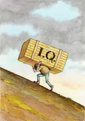 Cartoon: I.Q. (medium) by marian kamensky tagged humor,iq,intelligenz,schlau,bildung,wissen,bürde,last
