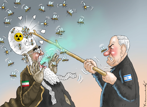 Cartoon: ISRAEL GREIFT IRAN AN (medium) by marian kamensky tagged israel,greift,iran,an,israel,greift,iran,an
