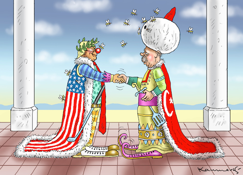 Cartoon: KAISER NERO TRUMP TRIFFT SULTAN (medium) by marian kamensky tagged afrin,kurden,erdogan,syrien,aramenien,genozid,präsidentenwahlen,türkeiwahlen,kurdistan,trump,is,afrin,kurden,erdogan,syrien,aramenien,genozid,präsidentenwahlen,türkeiwahlen,kurdistan,trump,is