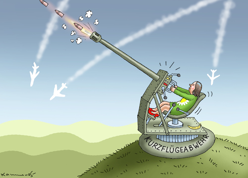 Cartoon: KANZLERIN BAERBOCK (medium) by marian kamensky tagged kanzlerin,baerbock,kurzstreckenflüge,kanzlerin,baerbock,kurzstreckenflüge