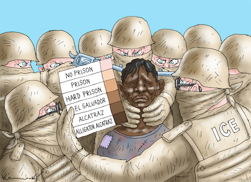 Cartoon: KNALLHARTER FASCHISMUS (medium) by marian kamensky tagged alligator,alcatraz,trump,ice,alligator,alcatraz,trump,ice
