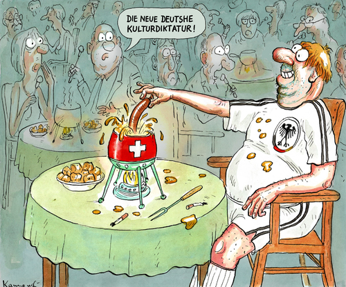 Cartoon: Kulturdiktatur (medium) by marian kamensky tagged esskultur,schweiz,kulturkampf,kulturkrampf,esskultur,schweiz,kulturkampf,kulturkrampf