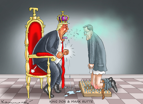 Cartoon: MARK RUTTE BEIM KING DON (medium) by marian kamensky tagged board,of,oil,peace,iran,trump,krieg,putin,hormus,kuba,nato,rutte,board,of,oil,peace,iran,trump,krieg,putin,hormus,kuba,nato,rutte