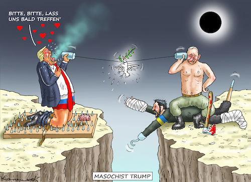 Cartoon: MASOCHIST TRUMP (medium) by marian kamensky tagged musk,trump,zuckerberg,bezos,felon,and,elon,in,panama,zölle,diktator,selenskyj,putin,ukraine,usa,china,handelskrieg,musk,trump,zuckerberg,bezos,felon,and,elon,in,panama,zölle,diktator,selenskyj,putin,ukraine,usa,china,handelskrieg