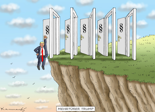 Cartoon: MEHRTÜRER TRUMP (medium) by marian kamensky tagged trumps,präsidentschaft,2024,trumps,präsidentschaft,2024