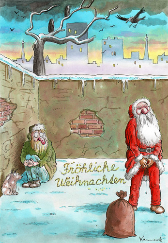 Cartoon: Merry Christmas (medium) by marian kamensky tagged humor,weihnachten,weihnachtsmann,pinkeln,urinieren,geschenke,überraschung,schnee
