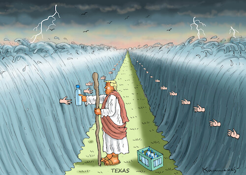 Cartoon: MOSES TRUMP IN TEXAS (medium) by marian kamensky tagged moses,trump,in,texas,moses,trump,in,texas